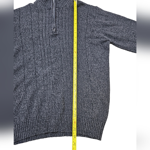 Oscar de la Renta 1/4 Zip Gray Ribbed Knit Pullover Sweater Mens size Large - Picture 6 of 6